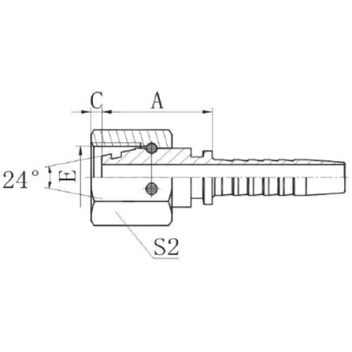 Фитинг DN 06 DKO-L (Г) 14x1.5 8 накидная гайка, CH17